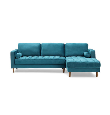 Bente Tufted Velvet Sectional Sofa - Light Blue