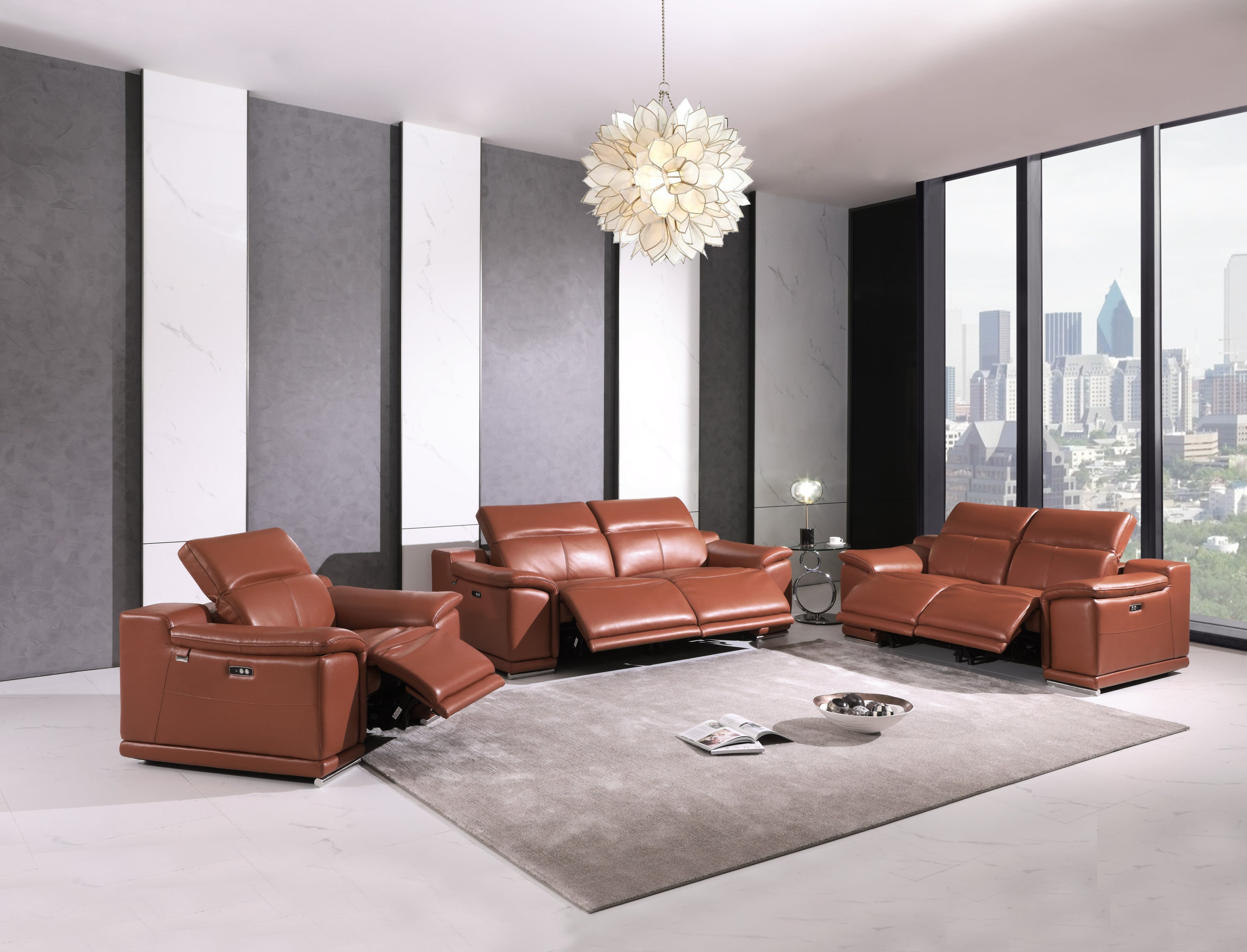 Genuine Italian Leather Power Reclining Sofa