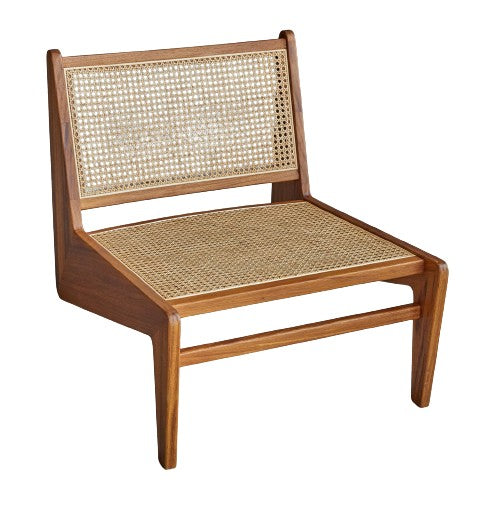 Amandine Lounge Chair - Wood & Natural Rattan