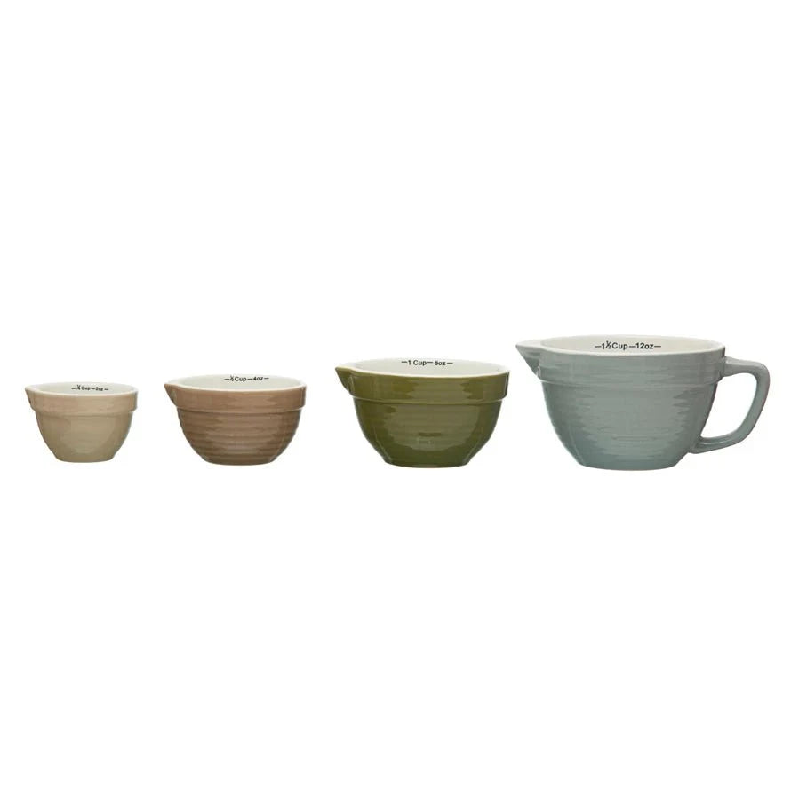 Stoneware Batter Bowl Measuring Cups – Set of 4, Multi-Color